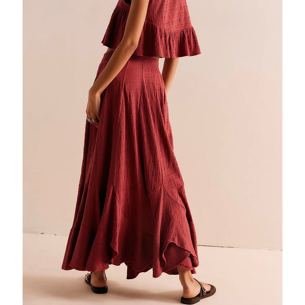 Free People Beach Maxi Skirt Alaina Pull On Red Pear Small - Picture 2 of 9